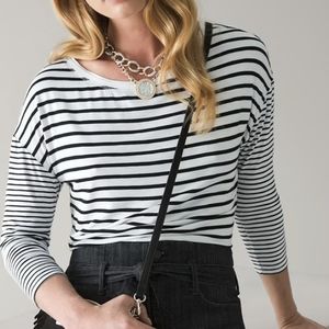 WHITE HOUSE BLACK MARKET | 3 Quarter Sleeve Striped Tee
